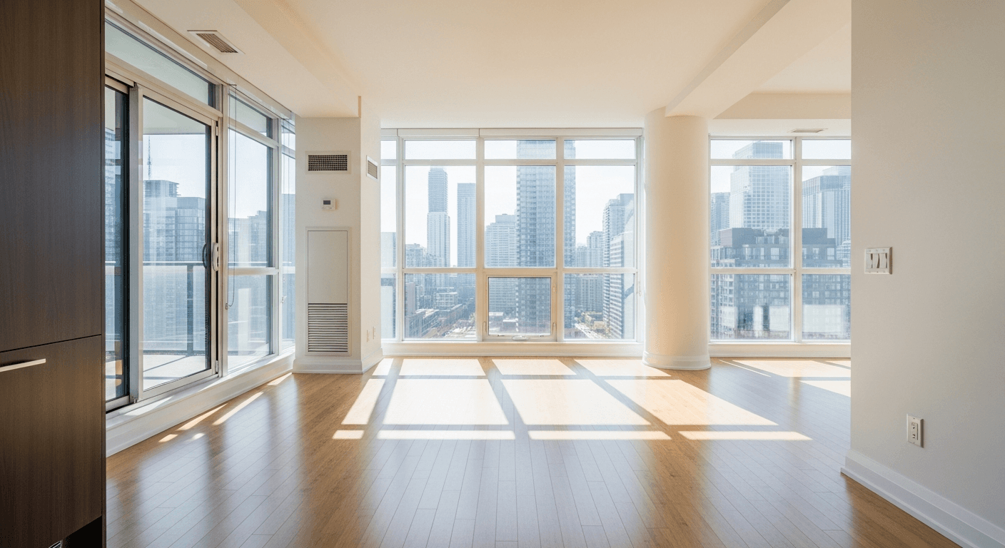 Empty spotless Toronto apartment ready for move-out